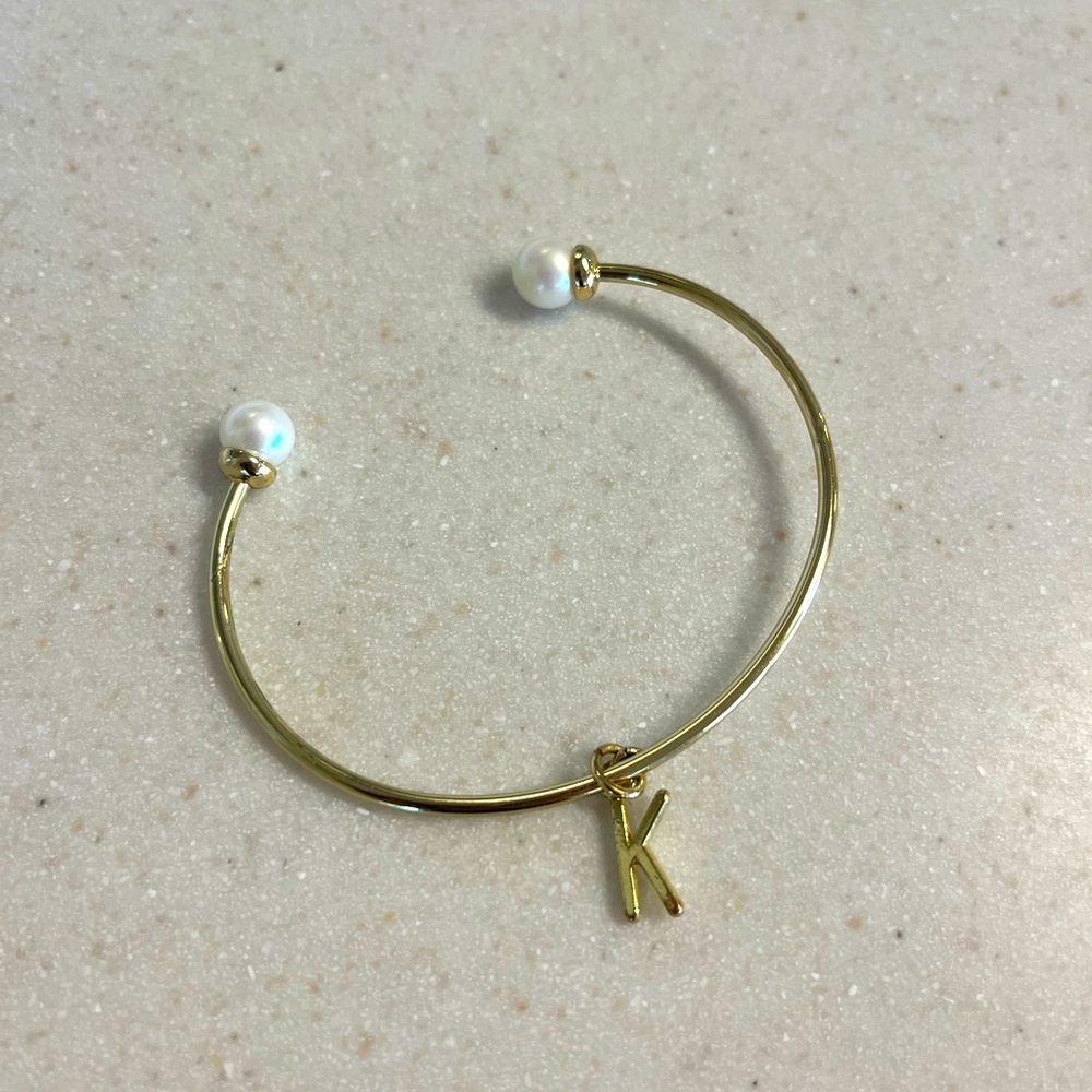 “K” charm bangle bracelet